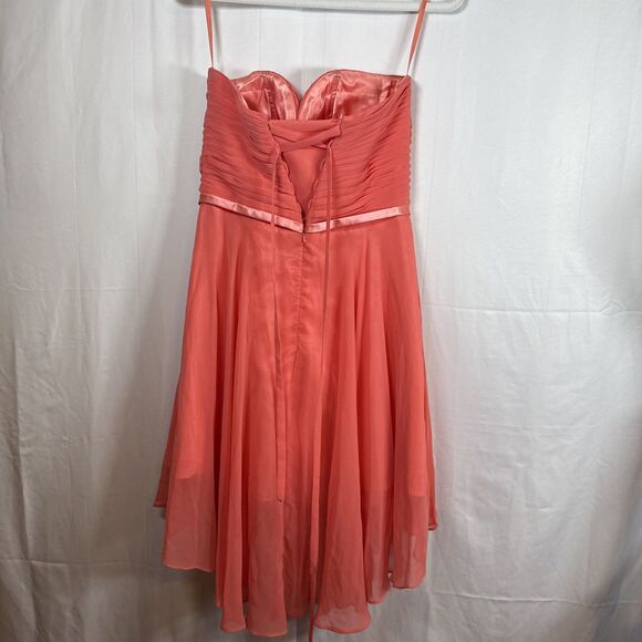 Cinderella Divine Strapless Coral Cocktail Dress Corset Back Size 12 Preowned - Picture 4 of 9